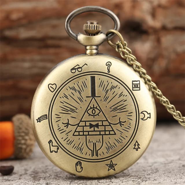 Retro Bronze / Black / Retro Grey Bill Cipher  Theme Quartz Pocket Watch Exquisite Necklace Watch Cool Pendant Gift