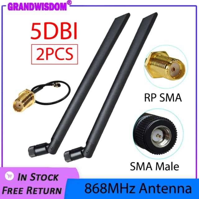 GWS 2p 5p 868MHz 915MHz Antenna 5dbi SMA Male Connector GSM IOT antenne 21cm RP-SMA/u.FL Pigtail Cable type 1 4 CE OEM wholesale