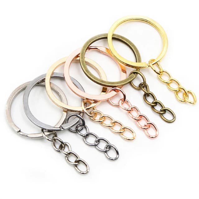 10pcs Key Ring Chain Gold Color Silver Color 30mm Round Split Metal Key Chain DIY Keychain Keyrings Wholesale