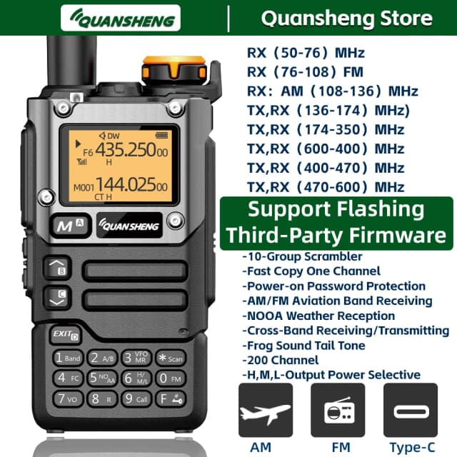 Quansheng UV K5 8 Walkie Talkie Am Fm Communication Two Way Radio Receiver Ham Amateur Long Range Wireless Set Transceiver