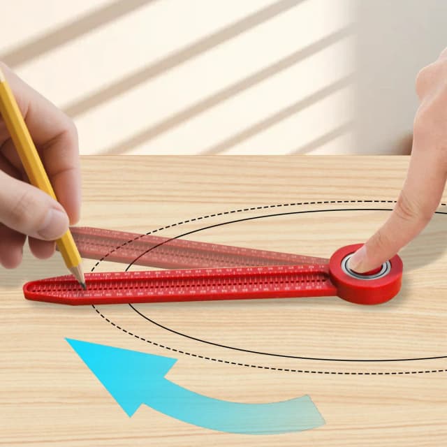 Portable Circular Drafting Compass Design Plastic Ruler, for Precision Drawing Woodworking Measuring Tool & Engineering Projects
