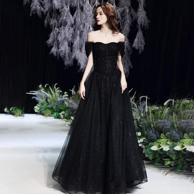 Black Evening Dress Dress 2026 New Female Voice Music Art Exam Spring/Summer Annual Meeting Performance Dress