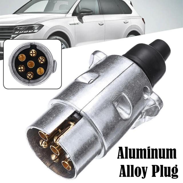 Durable 7 Pin Aluminium Alloy Plug Trailer Truck Towing Electrics 12V Connector EU Plug Professional Replacement For Truck