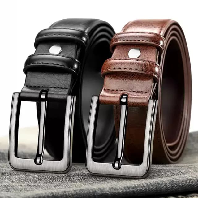 3.8cm Men's PU Leather Alloy Pin Square Buckle Belt 120 130 140cm Business Leisure Belt Old People Classic Black Brown WaistBelt