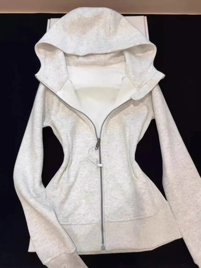 ay American Retro Sle Women's Jaet Hoodie Slim Fit ort Top Spring Autumn New Arrival Zipper Closure Long Sve