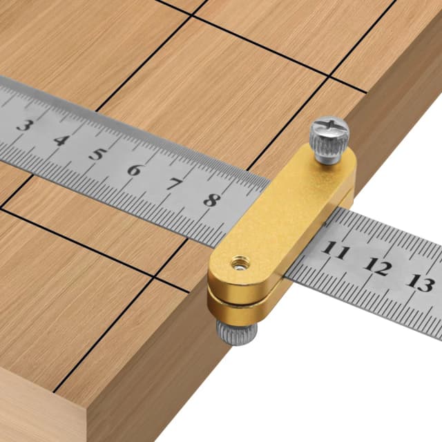 Woodworking Scriber Line Marking Gauge for Carpentry Ruler Measuring Tool - 1Pc Steel Ruler Positioning Block