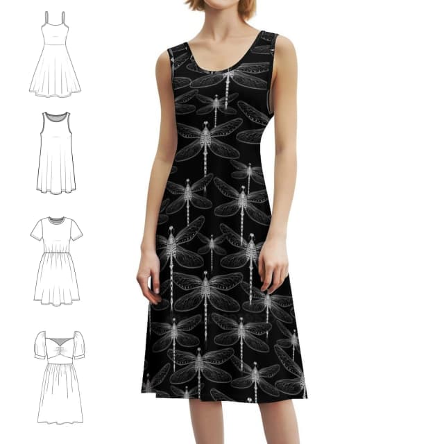 Magical Cosmic Dragonfly Women's Elegant Party Dress A-Line Dress With Short/Long/Sleeveless Options Dragonfly Magical Cosmic