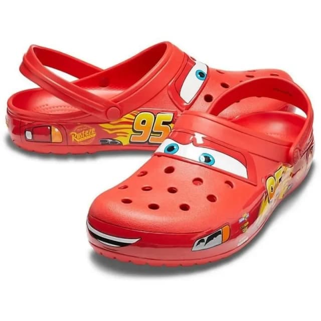 Disney Lightning McQueen Pixar Cartoon Solid Color Casual Breathable Waterproof Slippers EVA Outdoor Sandals Gift