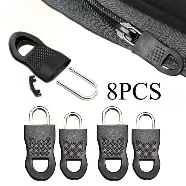 8Pcs Replacement Zipper Pull Puller End Fit Rope Tag Clothing Zip Fixer Broken Buckle Zip Cord Tab Bag Suitcase Backpack Tent