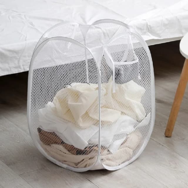 Foldable Hand-Held Laundry Basket Dirty Clothes Storage Grid Basket Household Organizer for Clothes