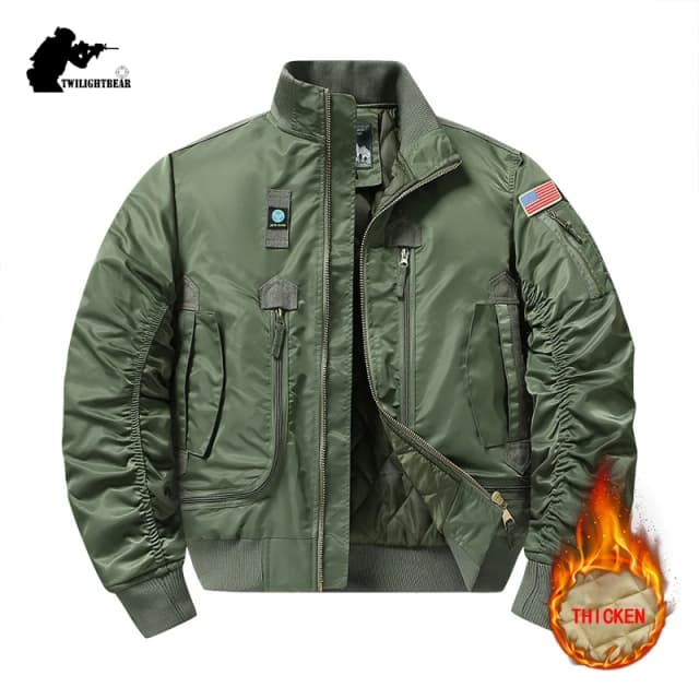 Winter MA1 Men's Bomber Jacket Thicken Oversized Cotton-padded Clothes Men Clothing Streetwear Casual Parkas A5F726