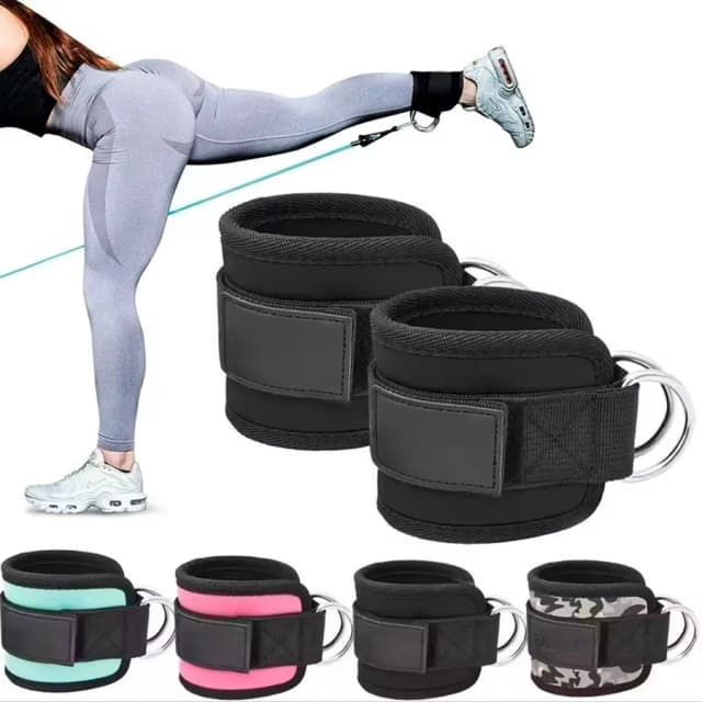 Adjustable Padded Ankle Wrist Cuffs Padded Straps D-Ring Glute Kickback for Cable Machine, Ideal for Glutes Exercises