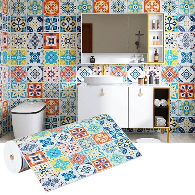40cm European style waterproof and oil resistant self-adhesive PVC kitchen wall sticker bathroom wallpaper cabinet wallpaper