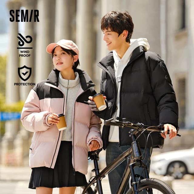 Semir Down Jacket Men Women 2024 New Winter Windproof Waterproof Outerwear Couple Puffer Jacket Cold-Proof Clothing