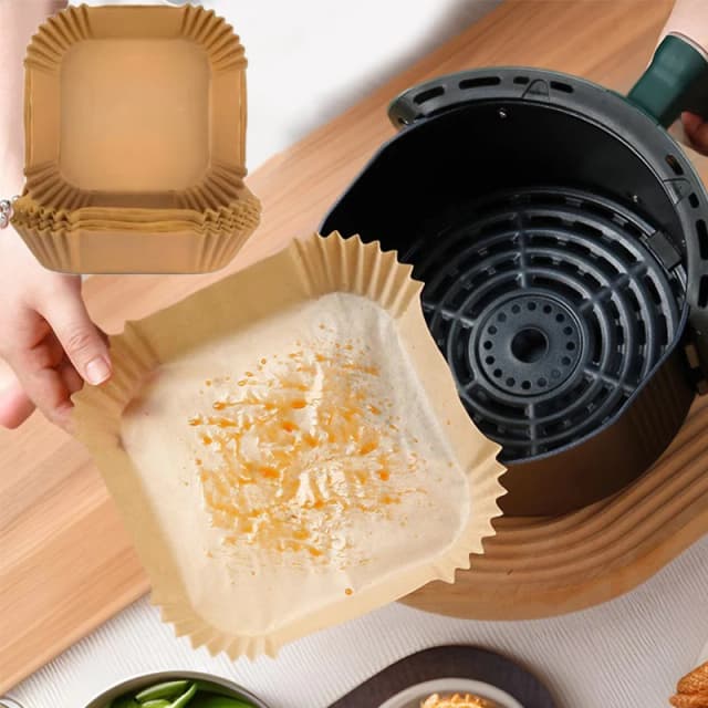 100Pcs Disposable Air Fryer Paper Oil Absorbing And Anti Oil Paper Tray Non Stick Baking Pad Large Toughness Square