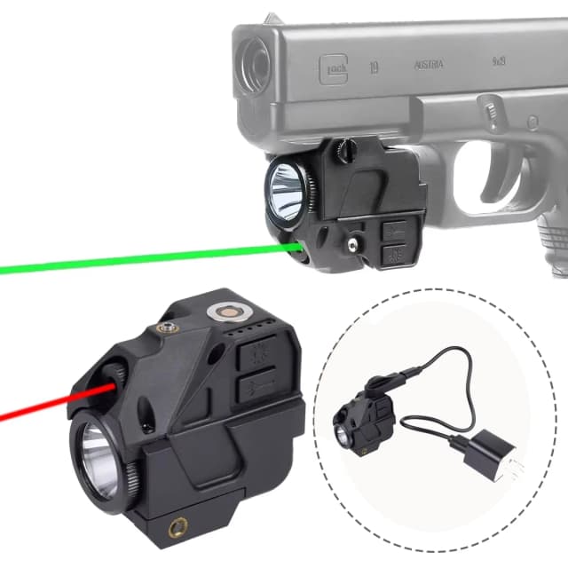 Tactical Light & Green/Red Laser Combo | Dual Illumination for Precision Sight | Universal 20mm Picatinny Rail Mount