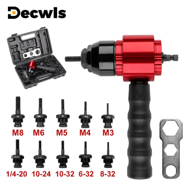 M3-M8 Rivet Nut Gun, Removable Electric Rivet Nut Adapter, Household Manual Riveting Tool, Thread Insertion Gun Set With Wrench