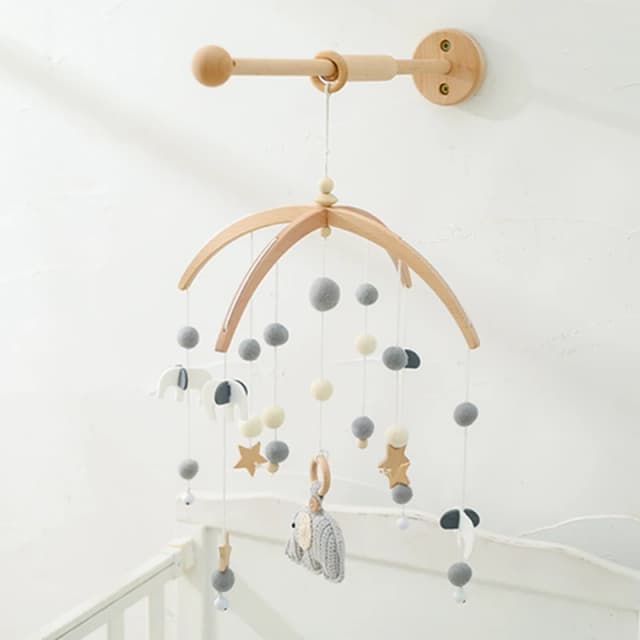 Baby Rattle Toy Wooden Mobile Bracket Fixed To The Wall 0-12 Months Holder Baby Crochet Bed Bell Hanging Toy Stand Baby Crib Toy