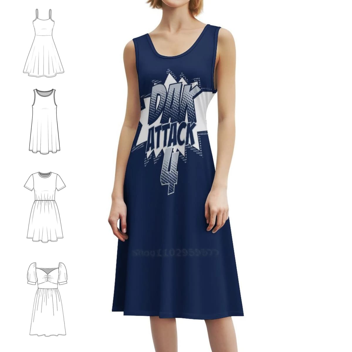 Dak Attack Bohemian Sleeveless Dress Multi-Print Beach Vacation Party Dress Dallas Texas Tx Dak Cowboys Qb Female Clothing