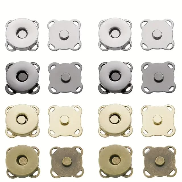 10 Sets Magnetic Snap Button Metal Plum Blossom Sew on Button Clasps Fasteners for Purses Handbag Clothes DIY Accessories