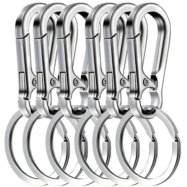 6Pcs Carabiner Clip Keychain Metal Carabiner Shape Key Ring Keyring Key Holder Clips Hook Holder Organizer for Car Keys Finder