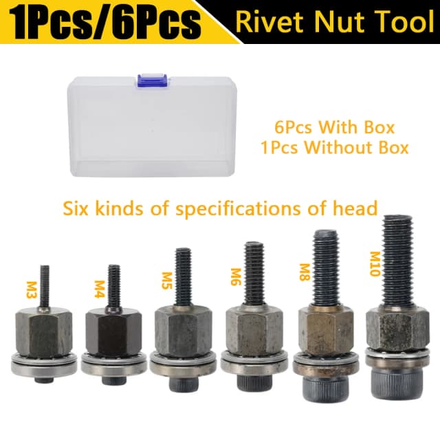 1/6Pcs Hand Rivet Nut Gun Head nuts Rivet nut tool Manual Riveter Tool Accessory for Nuts M3 M4 M5 M6 M8 M10 Simple installation