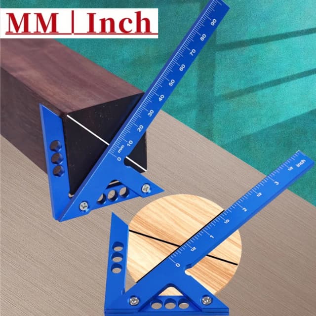 1pc Metric/Inch Center Scribe Marking Gauge Aluminum Alloy Center Finde 45/90 Degree Line Caliber Ruler Carpenter Measuring Tool