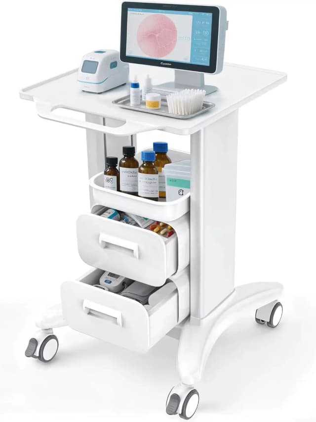 Medical Trolley Cart Mobile Ultrasound Cart With Trays&4 Wheels Portable Storage Drawer For Hospital Dental Clinic Beauty Salon
