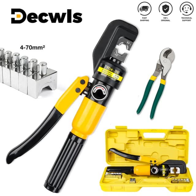 4-70mm² Hydraulic Crimping Pliers YQK-70 Pressure 10T Home Hydraulic Tools Hydraulic Pliers DIY Cable Terminal Crimping Pliers