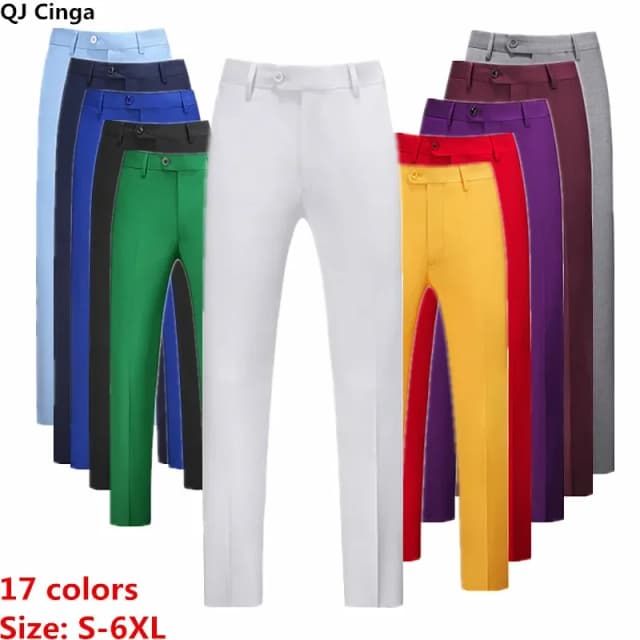 Formal Pants Men 2024 New Elegant Man Office Work Pants Casual Elastic Cotton Trousers Men 17 Colors Pantalones Hombre