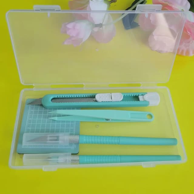 Professional Scrapbook Tool Set - Carving Knives, Non-Slip Mats, Precision Tweezers & Pens for Detailed Paper Crafting 5pcs/Set